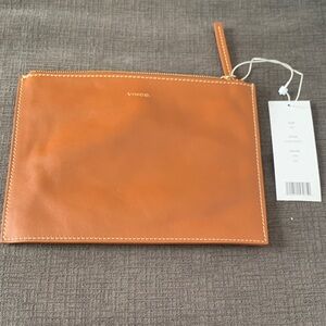Vince Caramel Leather Pouch